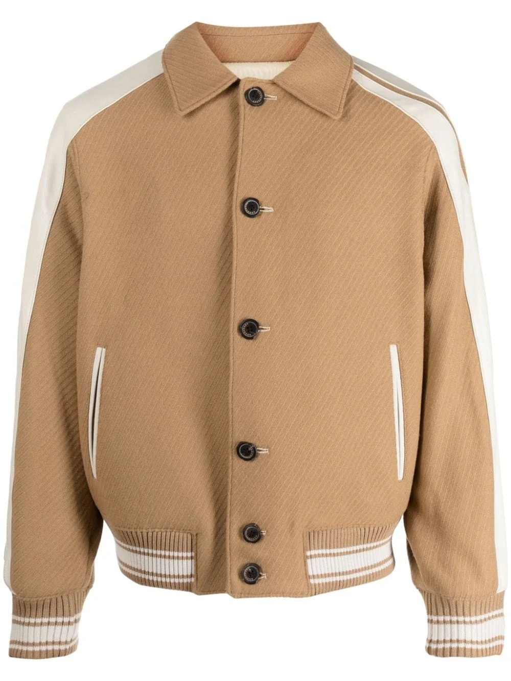 button-down ribbed bomber jacket - 1