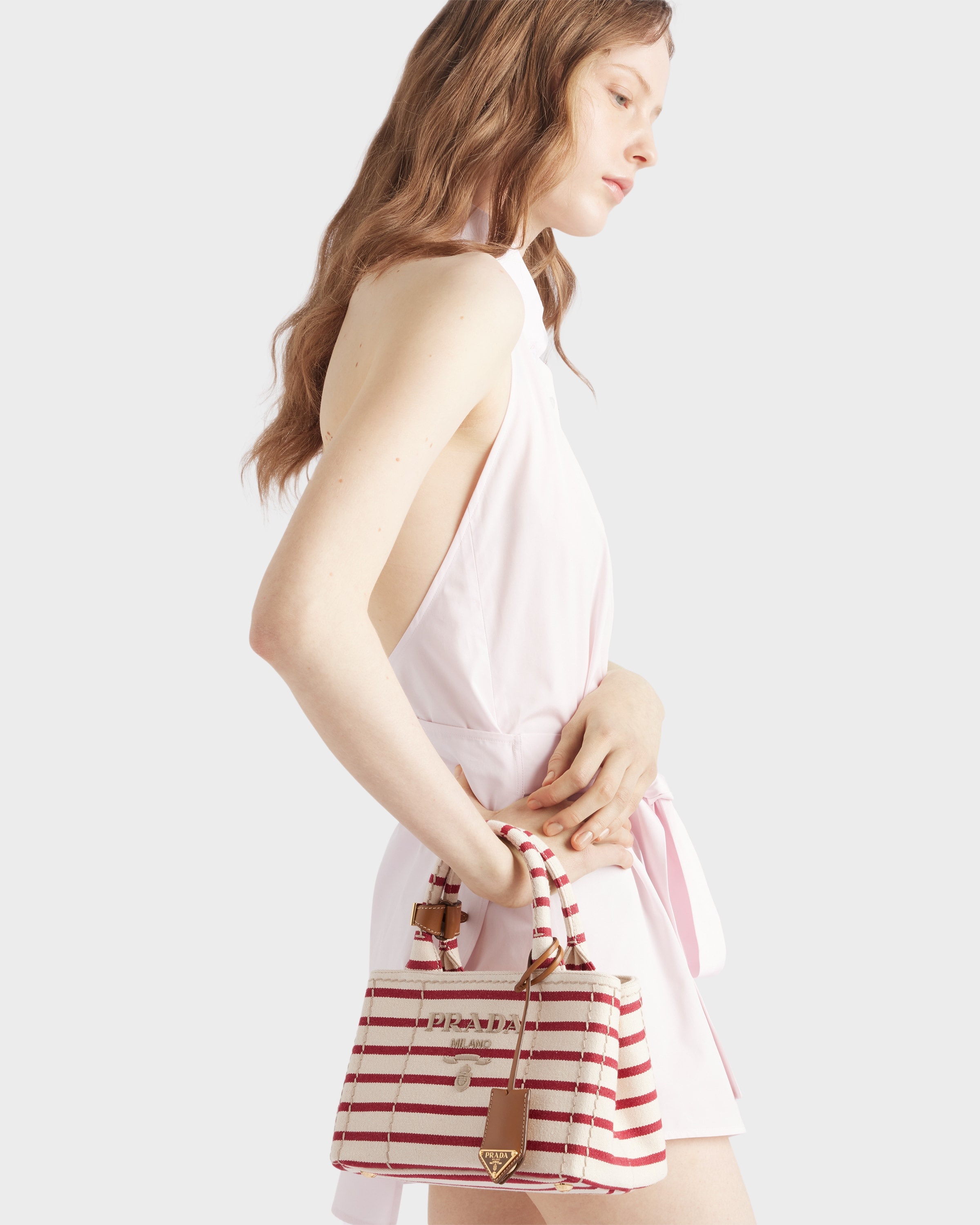Striped cotton canvas mini-bag - 7