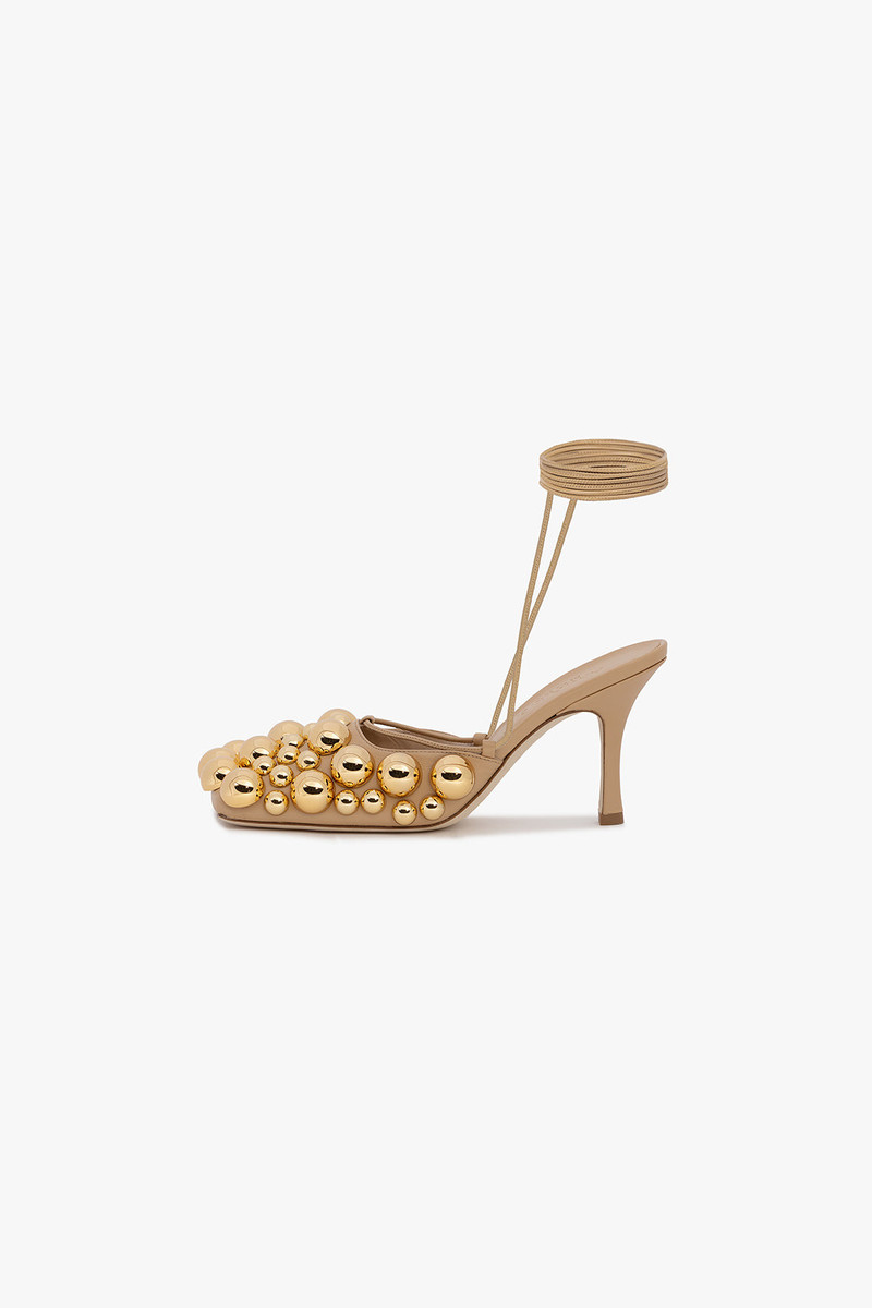 URSULA EVENING EMBELLISHED SHOES BEIGE SILVER GOLD 1