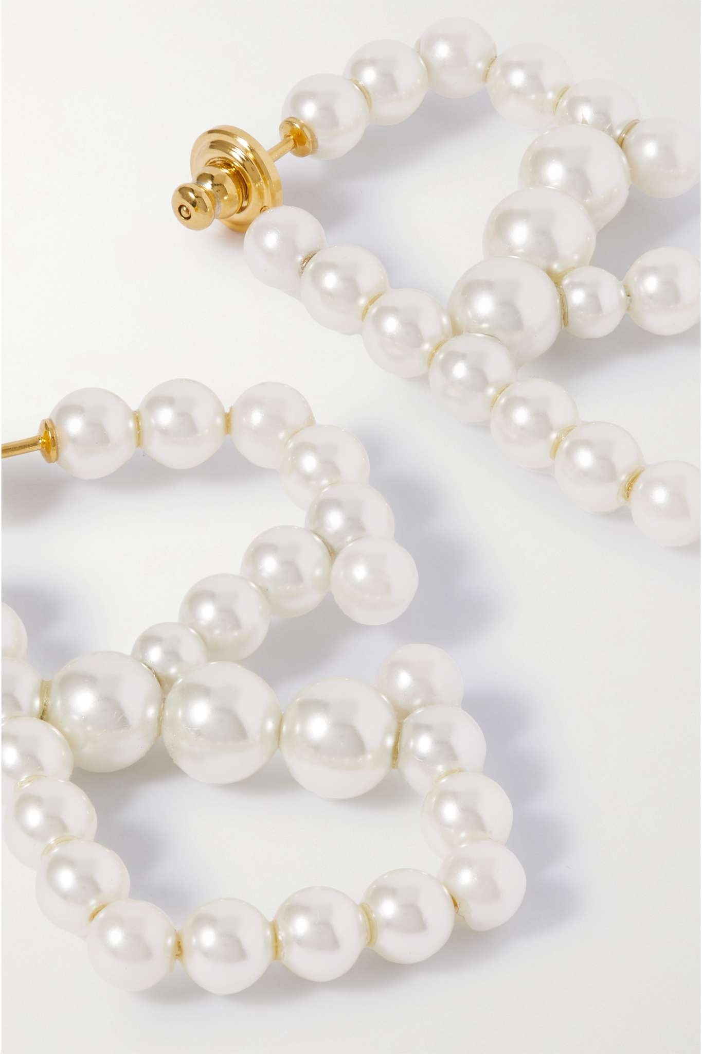 VLOGO gold-tone faux pearl earrings - 4