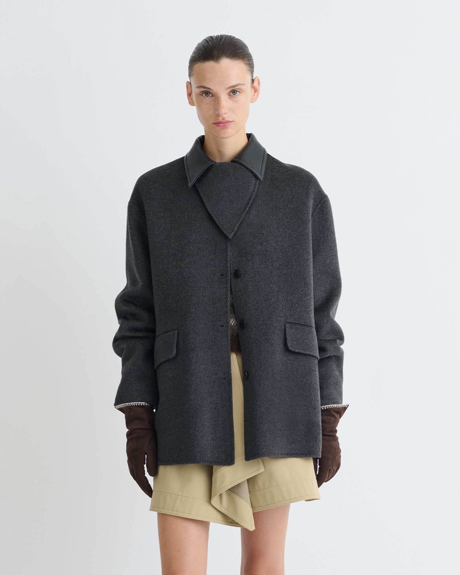 Double Wool/Regen Leather Jacket - 4