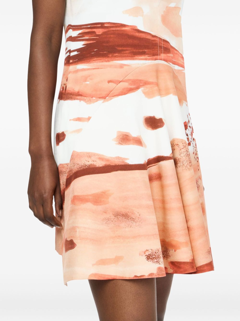 watercolour print V-neck dress - 5
