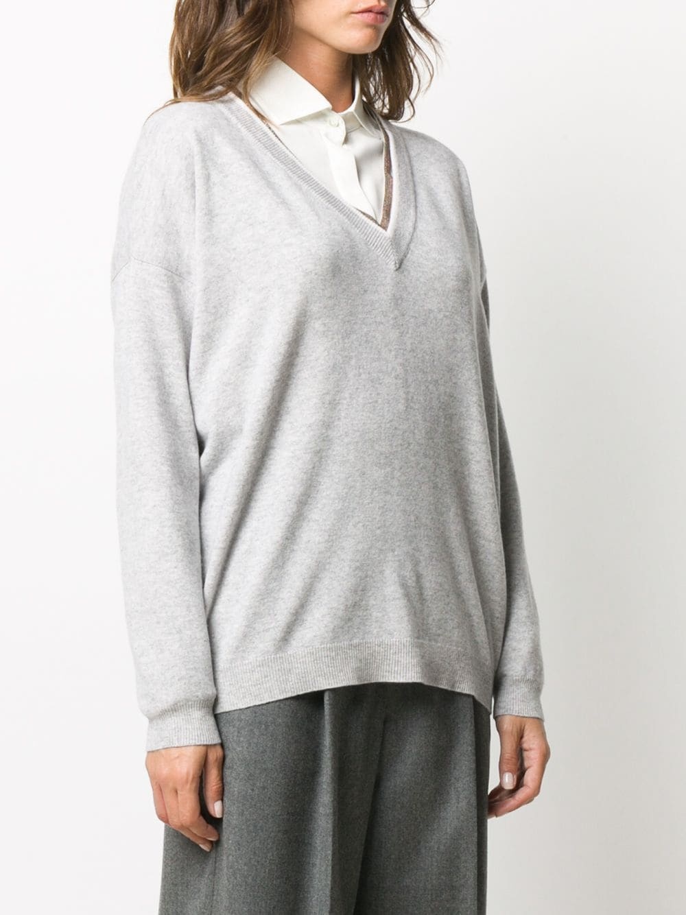 slouched v-neck jumper - 3