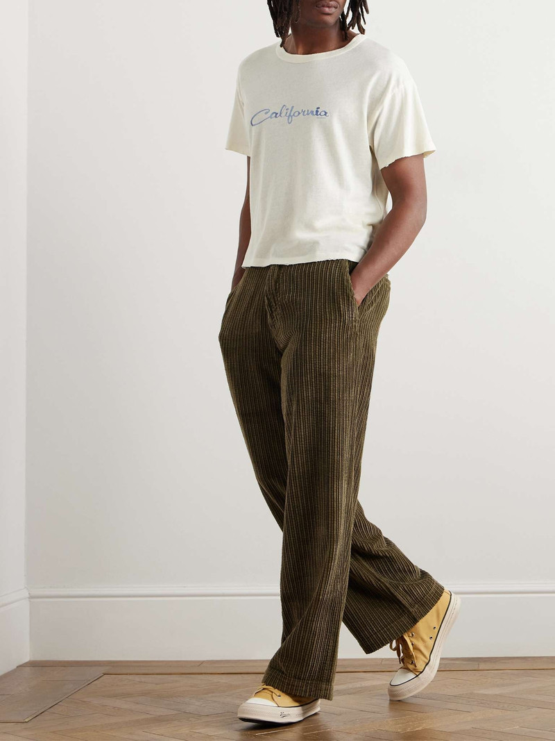 ERL Cropped Distressed Printed Cotton-Jersey T-Shirt outlook