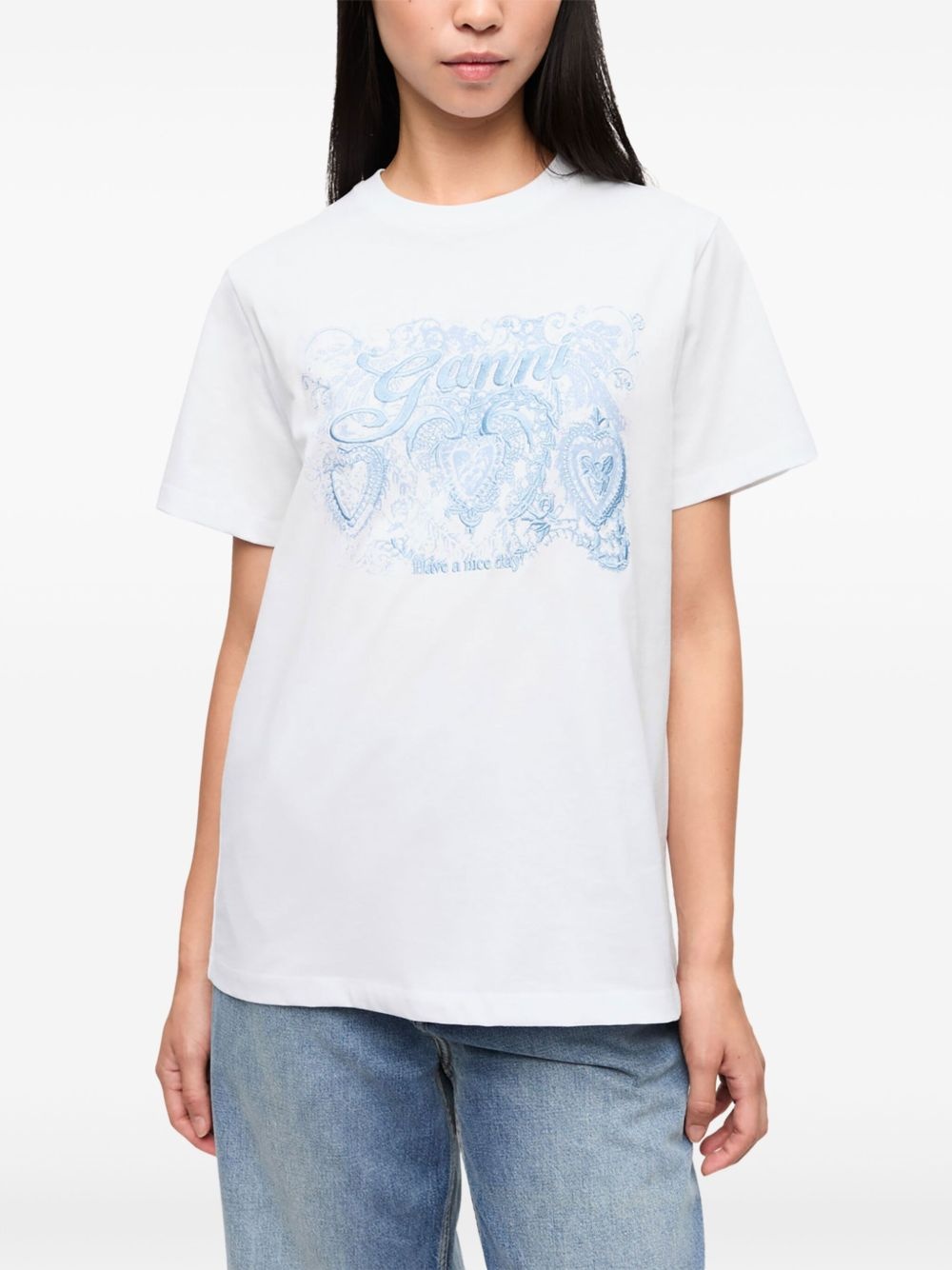 motif-embroidered T-shirt - 3