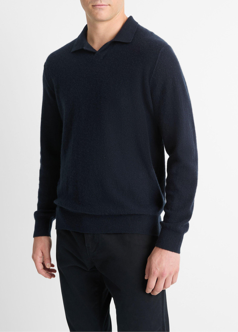 Vince Plush Cashmere Johnny-Collar Polo outlook