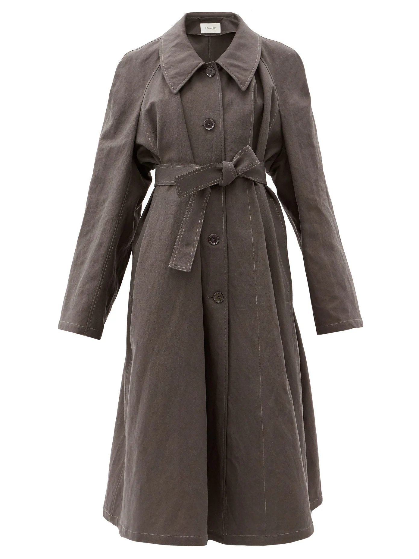 Belted linen-blend canvas coat - 1