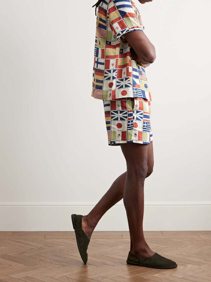 BODE International Straight-Leg Printed Linen Shorts outlook