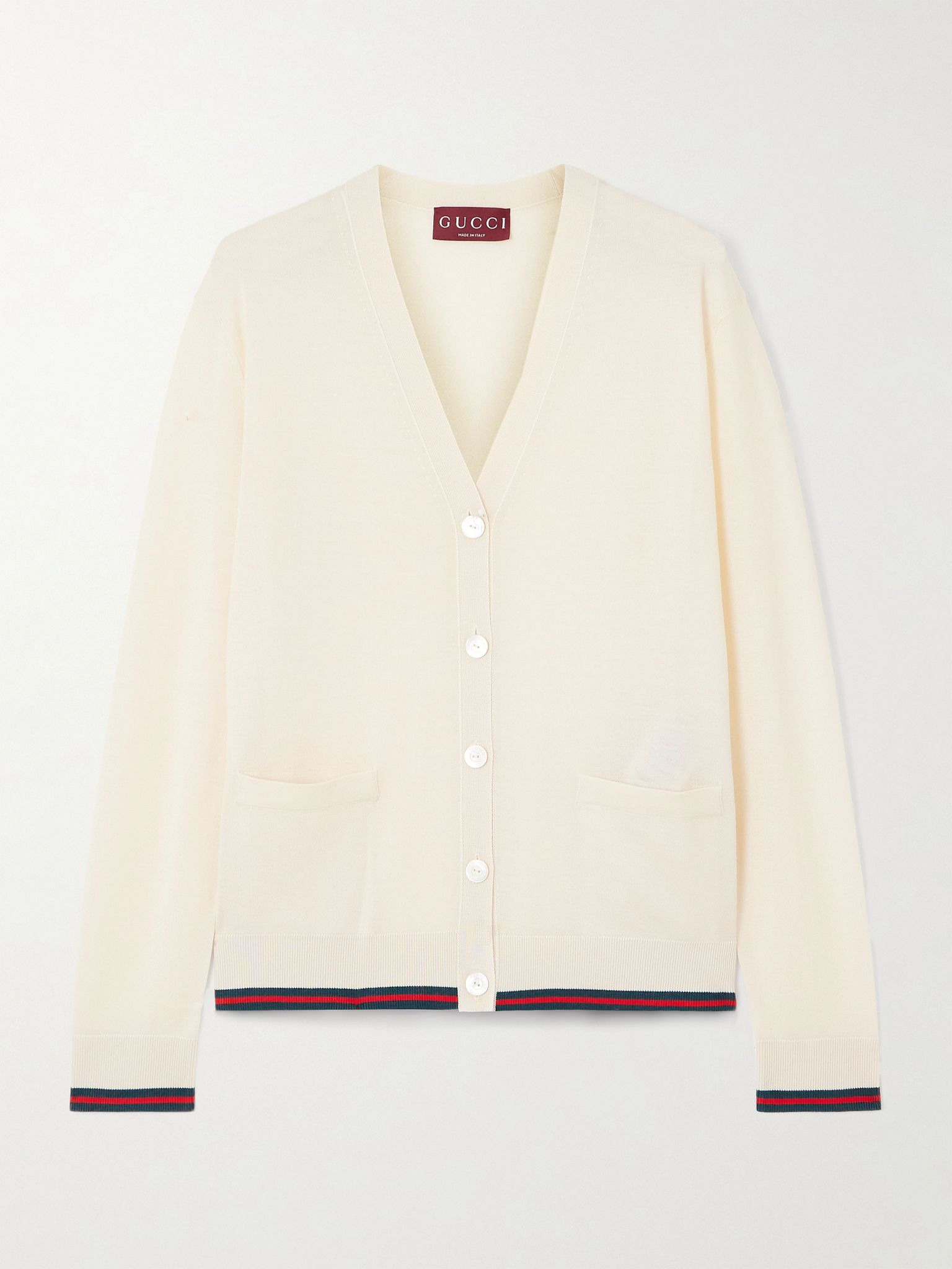 Cashmere and silk-blend cardigan White - 1