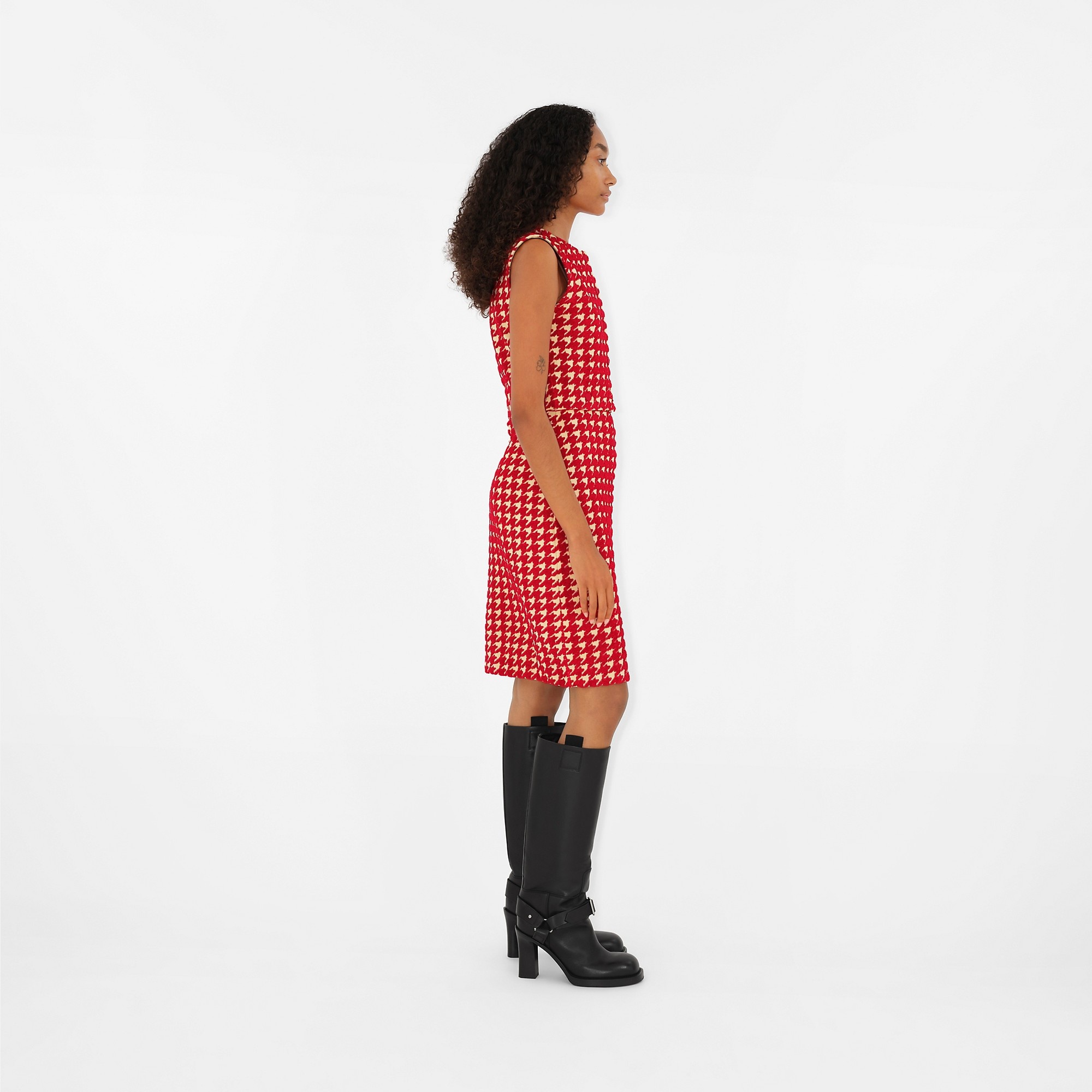 Houndstooth Nylon Blend Dress - 3