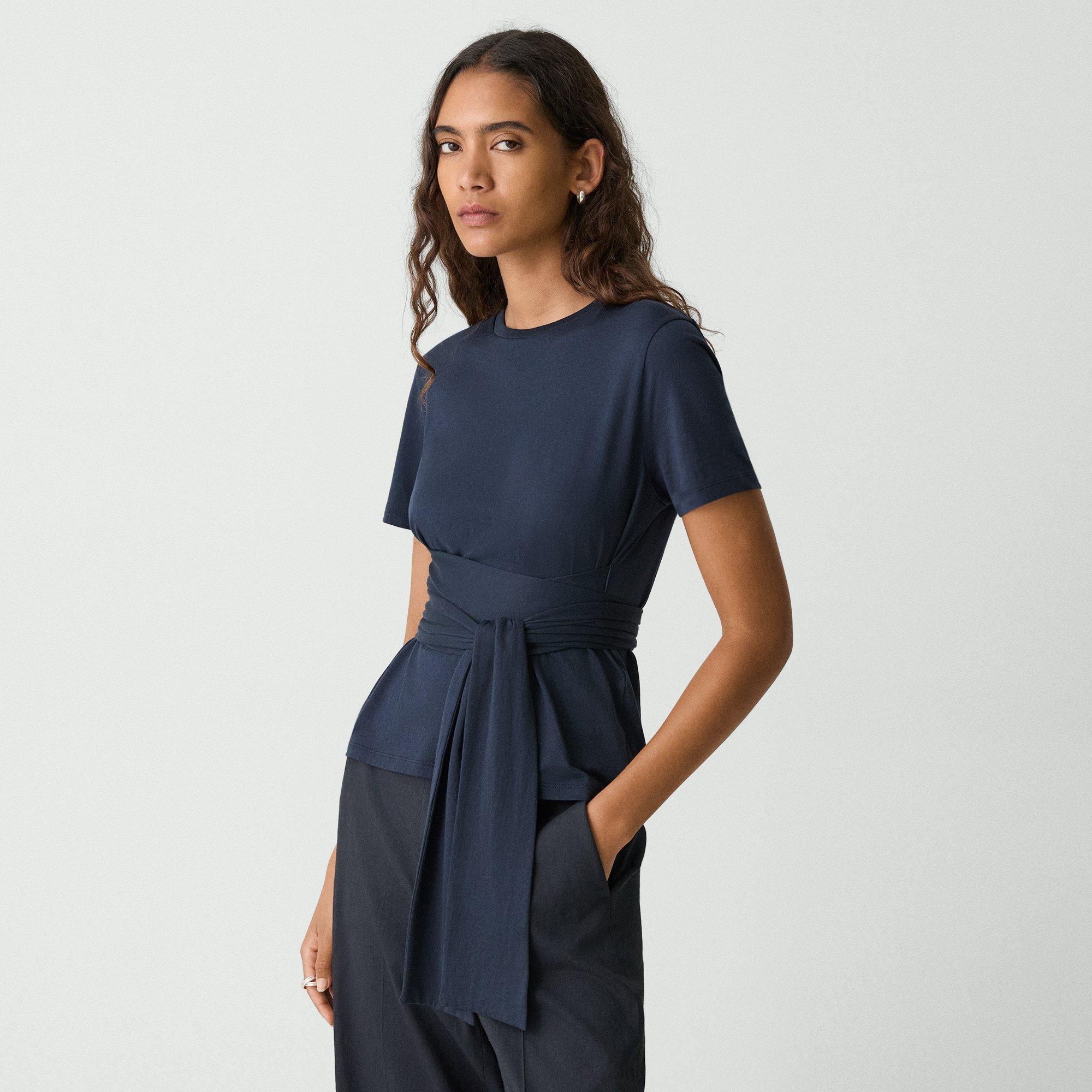 Tie-Front Tee in Cotton - 3