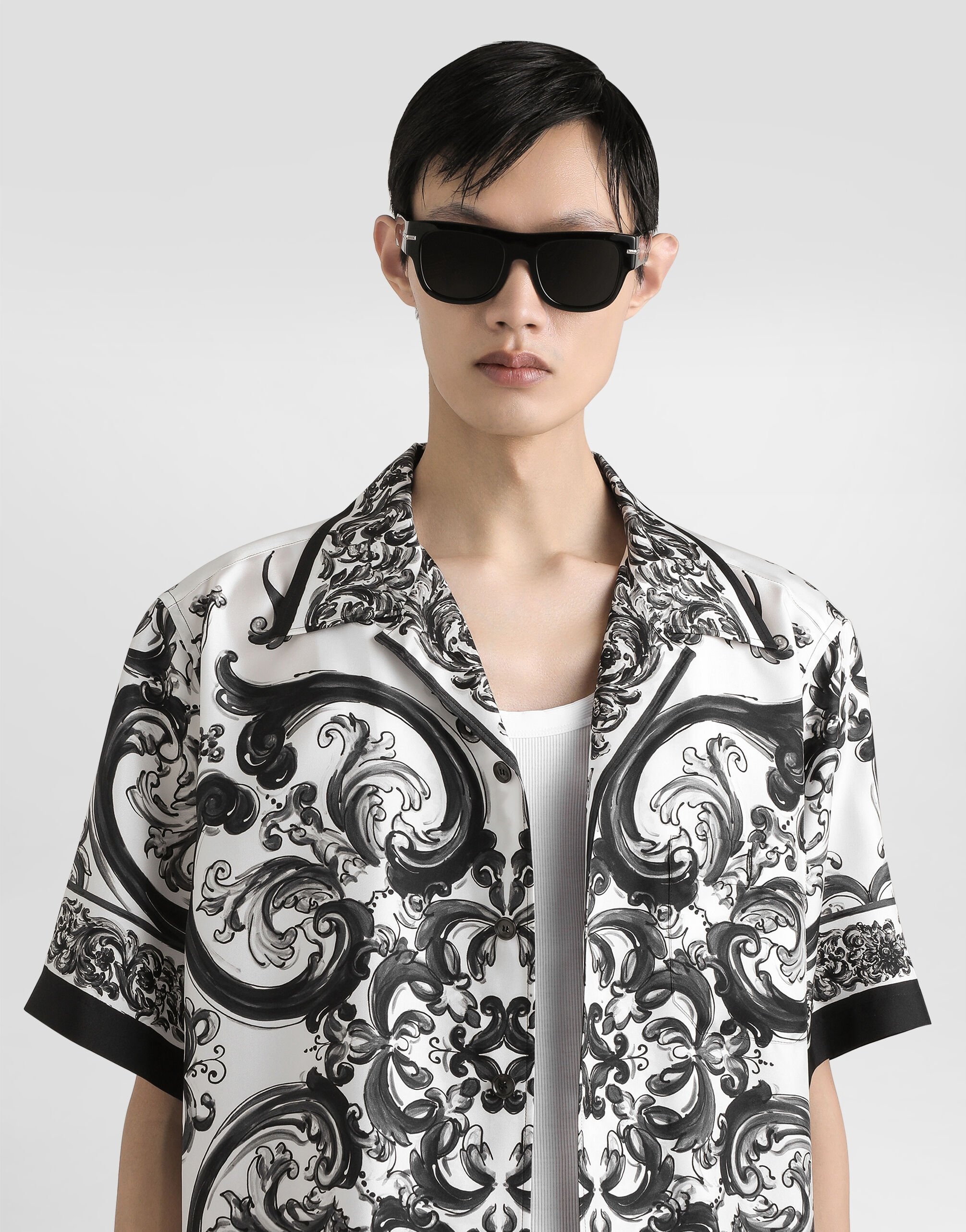 Majolica-print silk twill hawaii shirt - 4