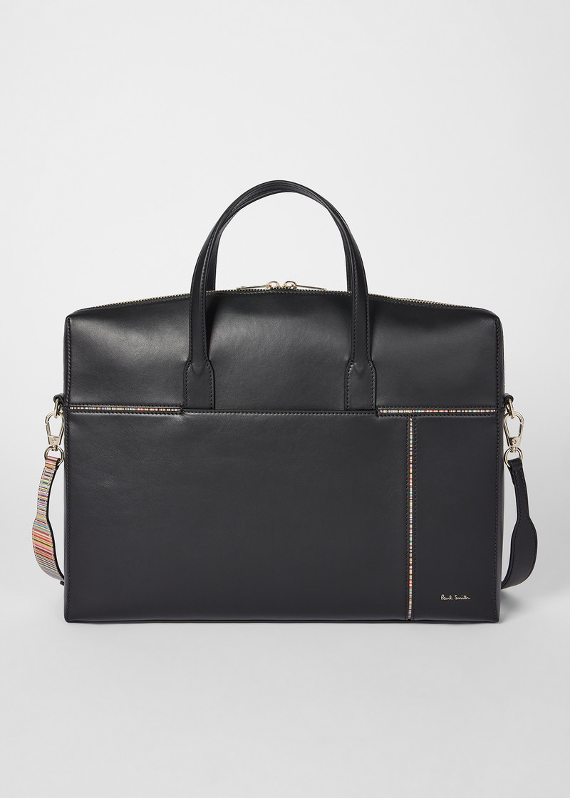 Women's 'Signature Stripe' Trim Leather Slim Folio 6