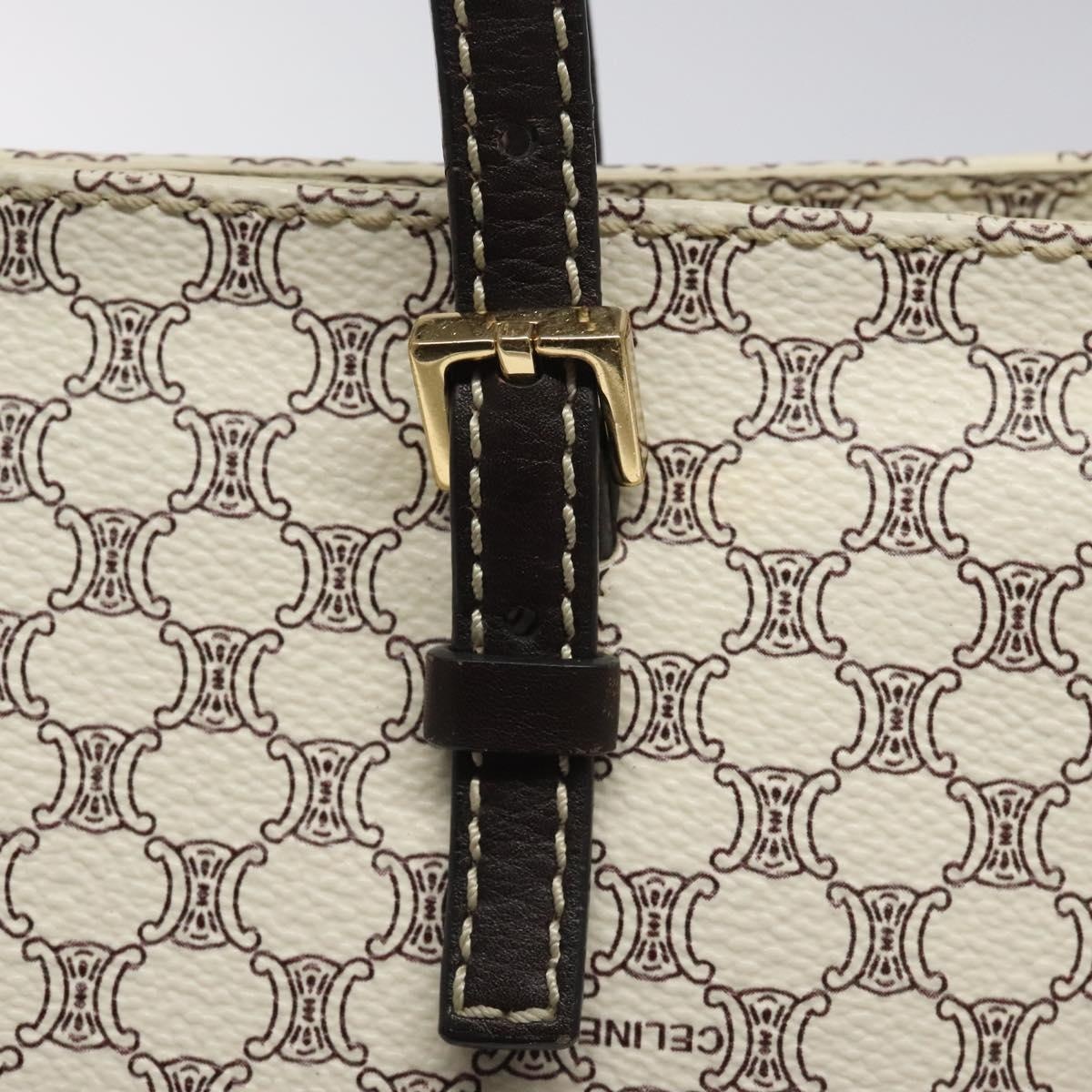 CELINE Macadam Canvas Tote Bag Pvc Leather Gold White - 9