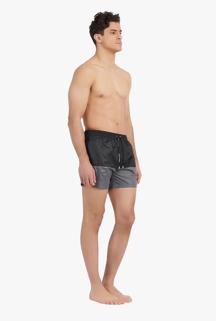 Black and dark gray swimsuit with black embroidered Balmain Paris logo - 6