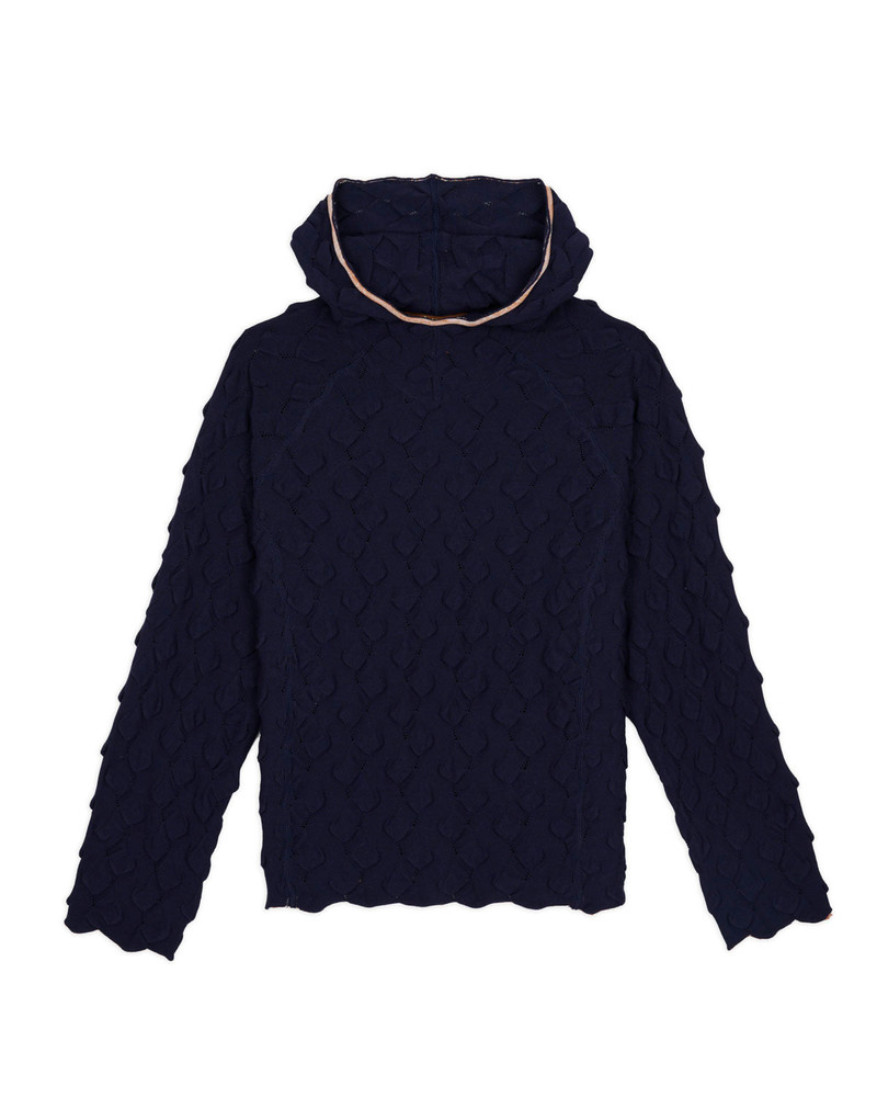 Bubble Knit Hoodie - Midnight Blue 1