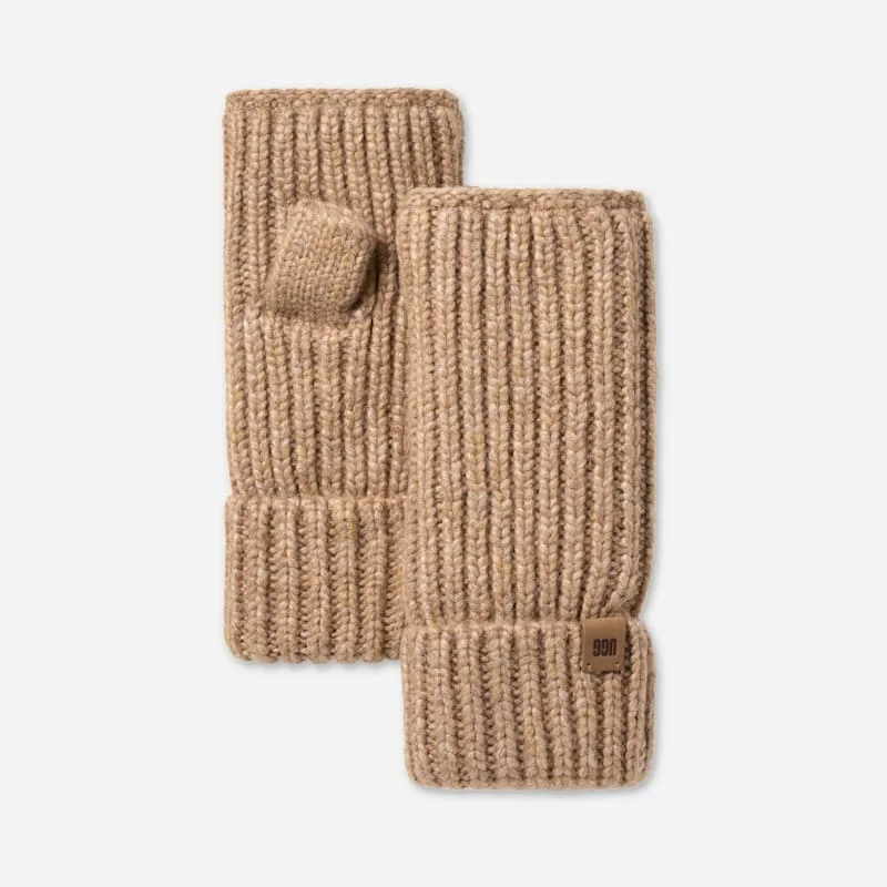 ® Women's Chunky Rib Fingerless Glove in Camel - 1