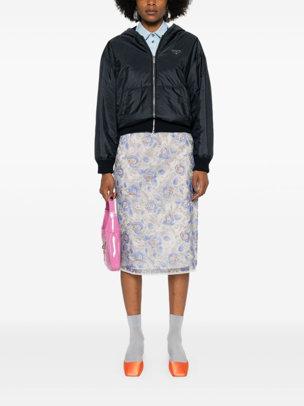Prada Women Gonna Stampa Peonia In Nylonette - 4