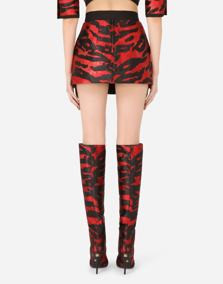 Tiger-design wrap skirt in lamé jacquard - 3