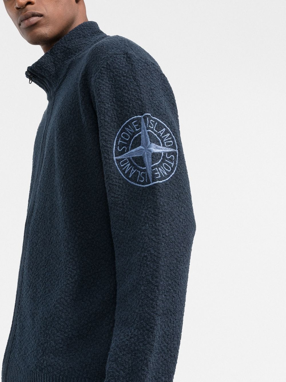 Compass-embroidered zip-up cardigan - 3