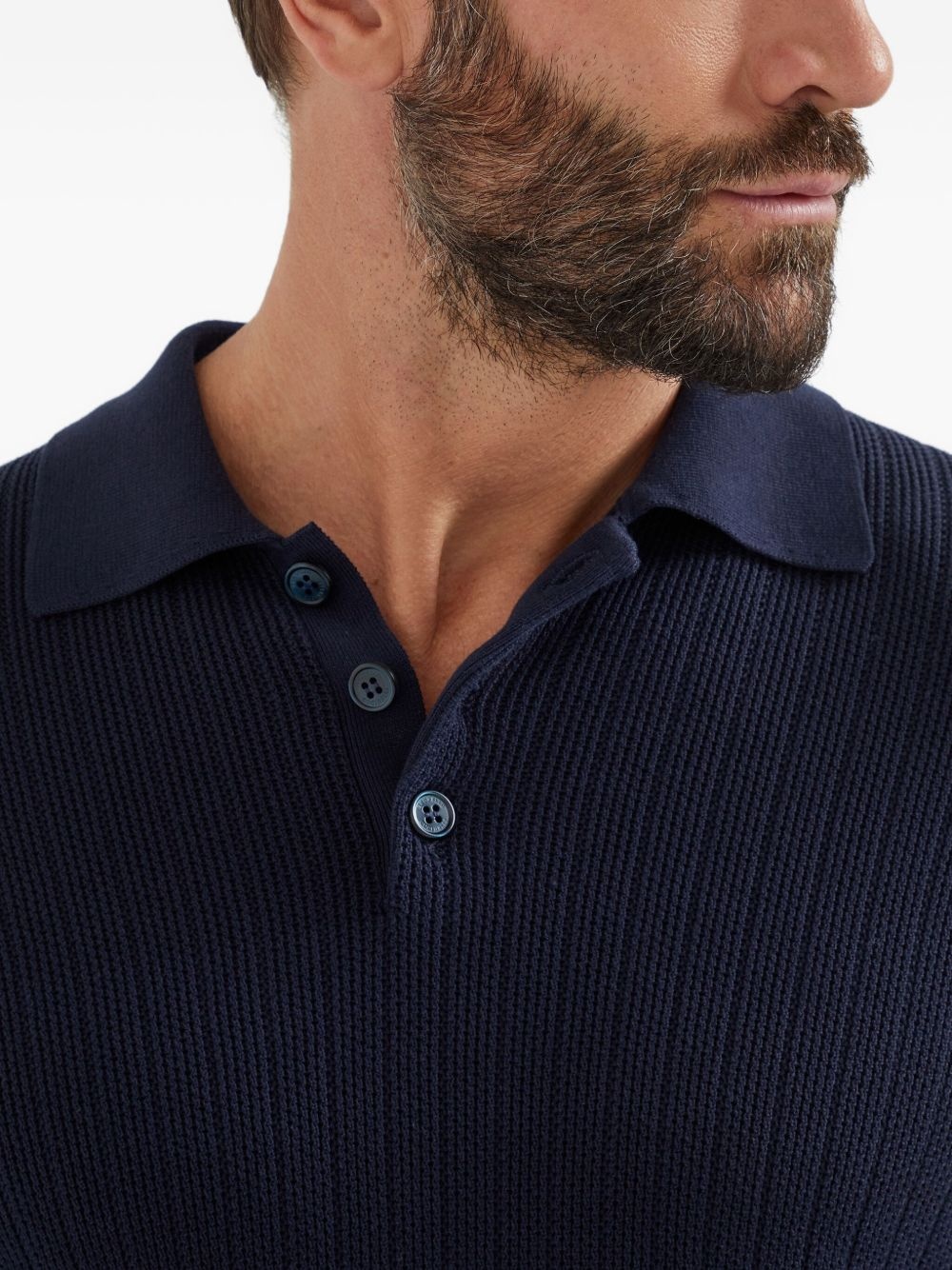 ribbed long-sleeve polo shirt - 4