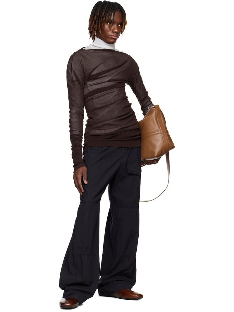 Dries Van Noten Navy Cotton Drawstring Cargo Pants outlook