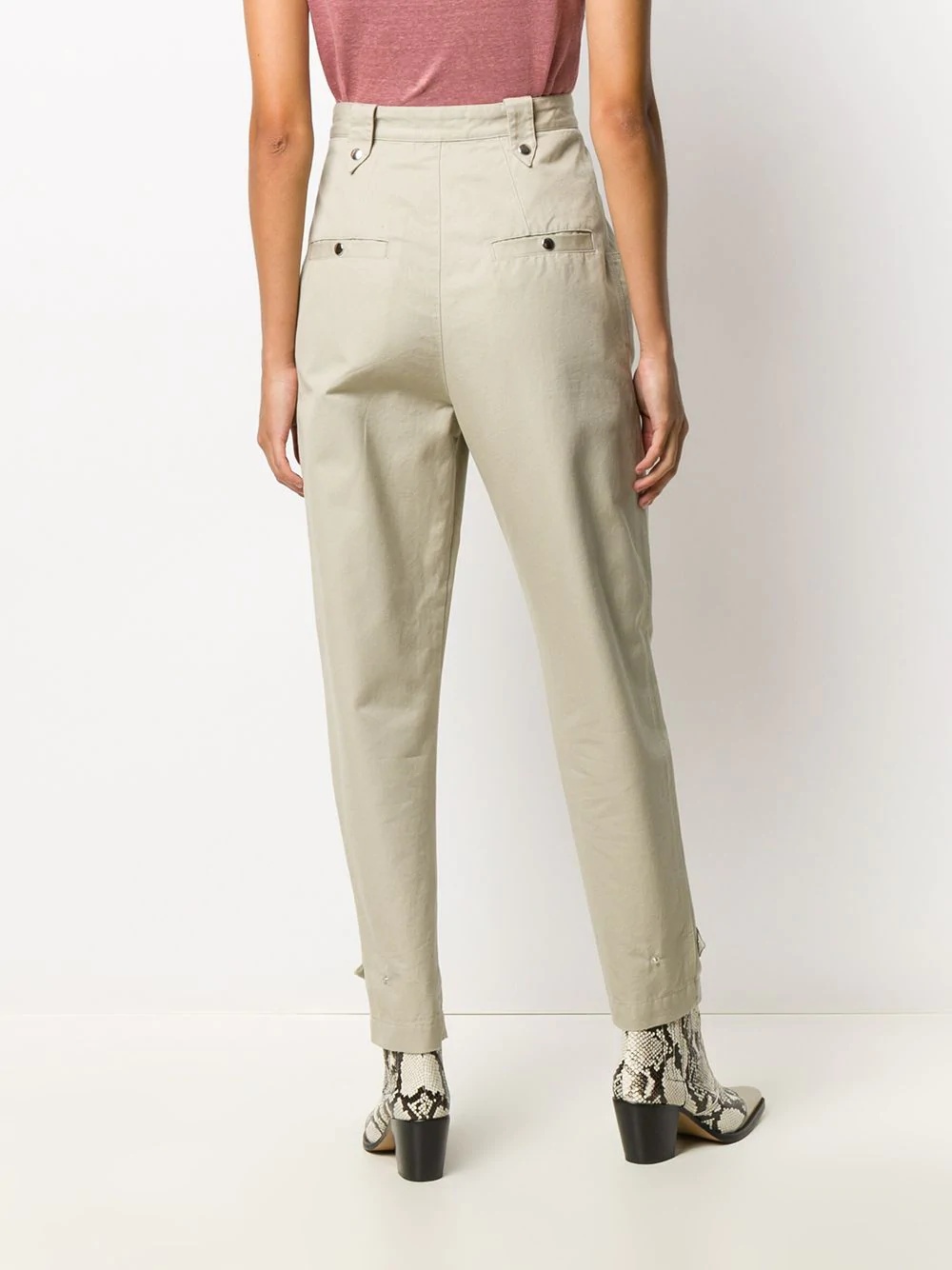 high-waisted tapered cotton trousers - 4