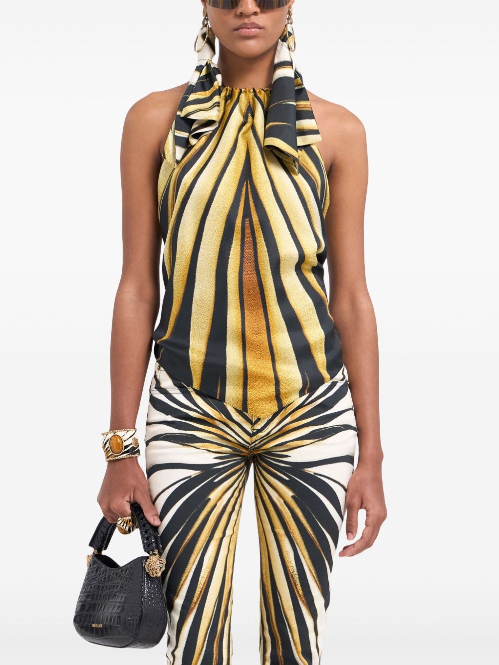 Ray of Gold print halterneck silk top - 3