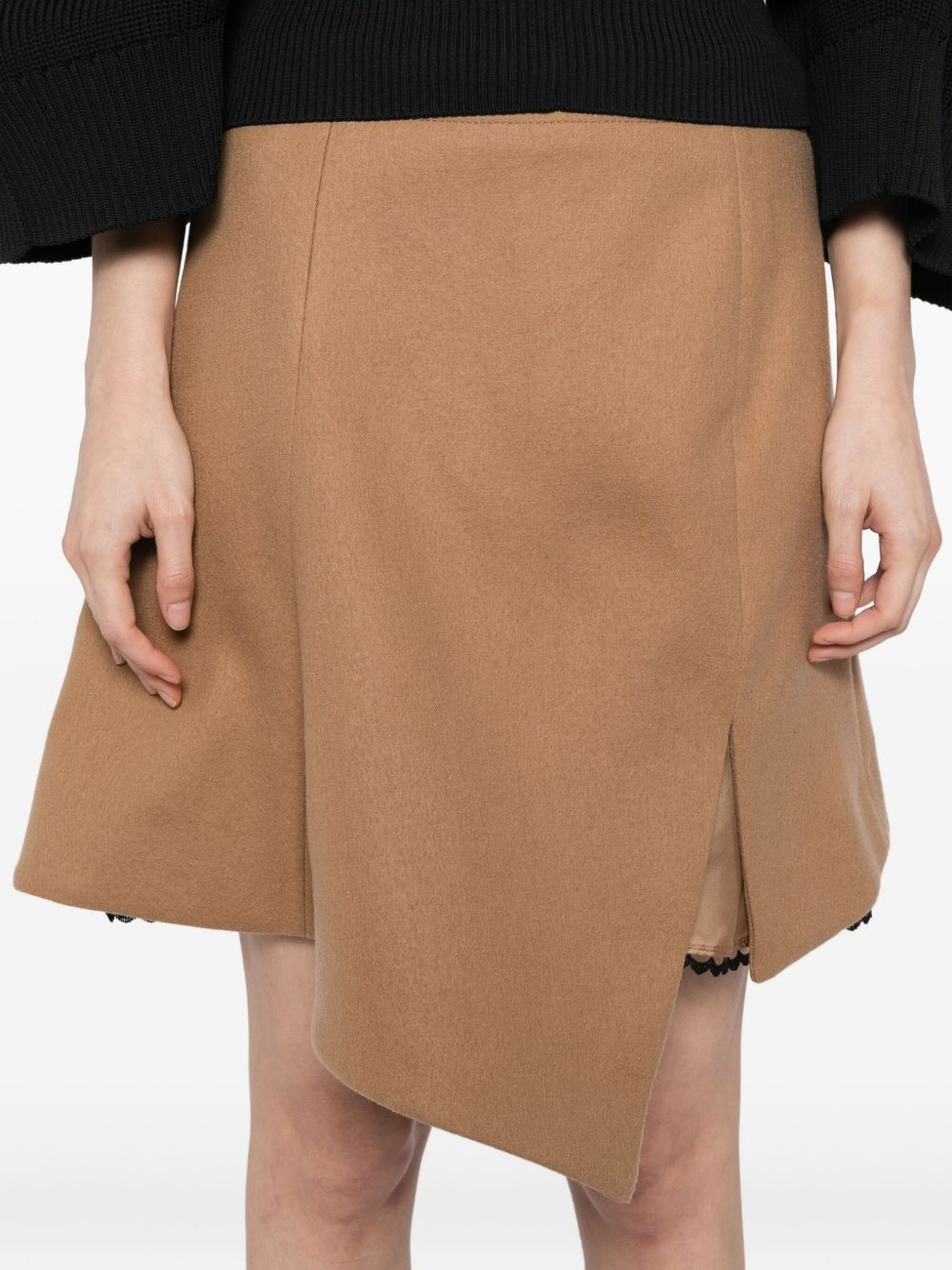 asymmetric lace-trim skirt - 5