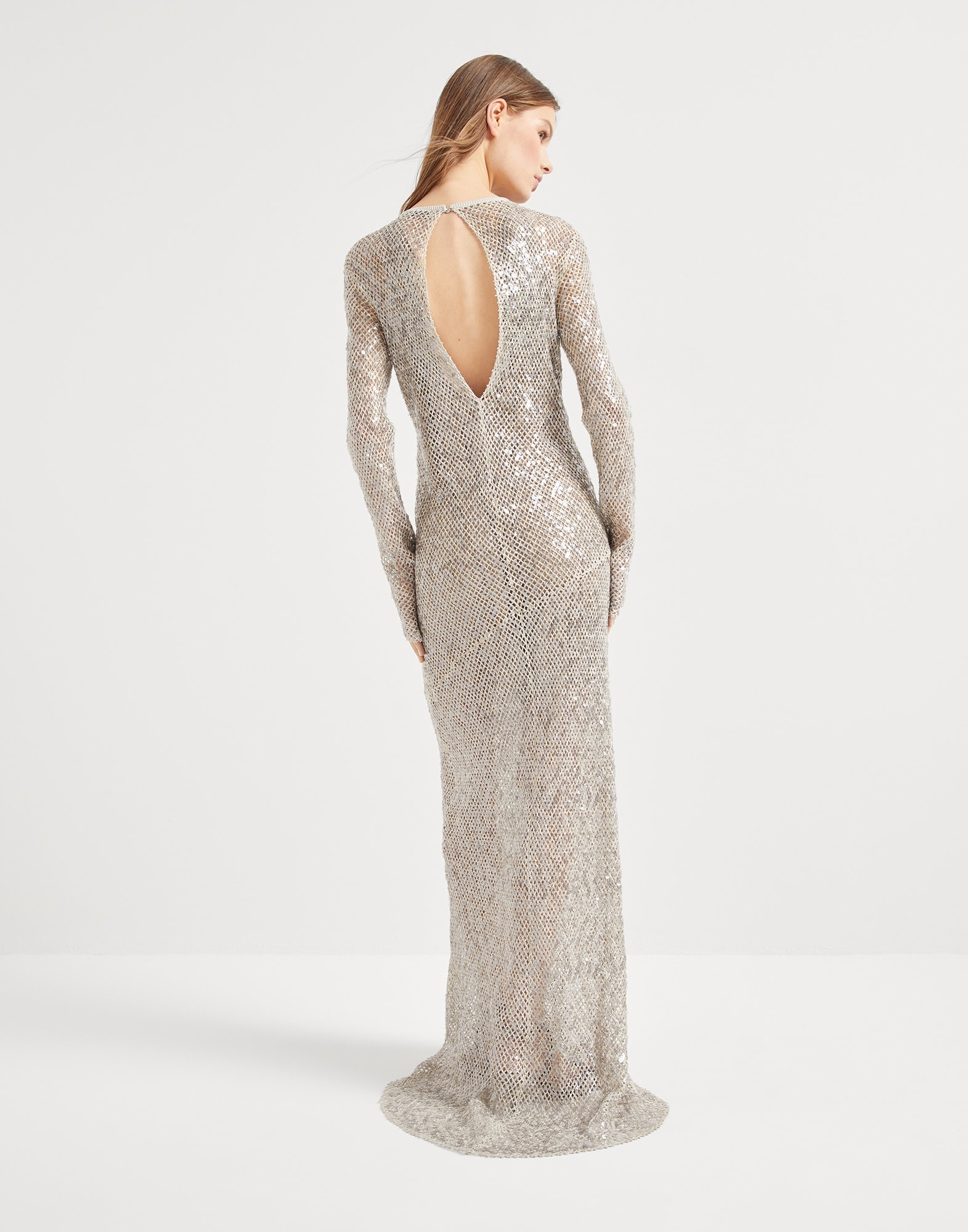 Brunello Cucinelli Dazzling net embroidery knit dress in