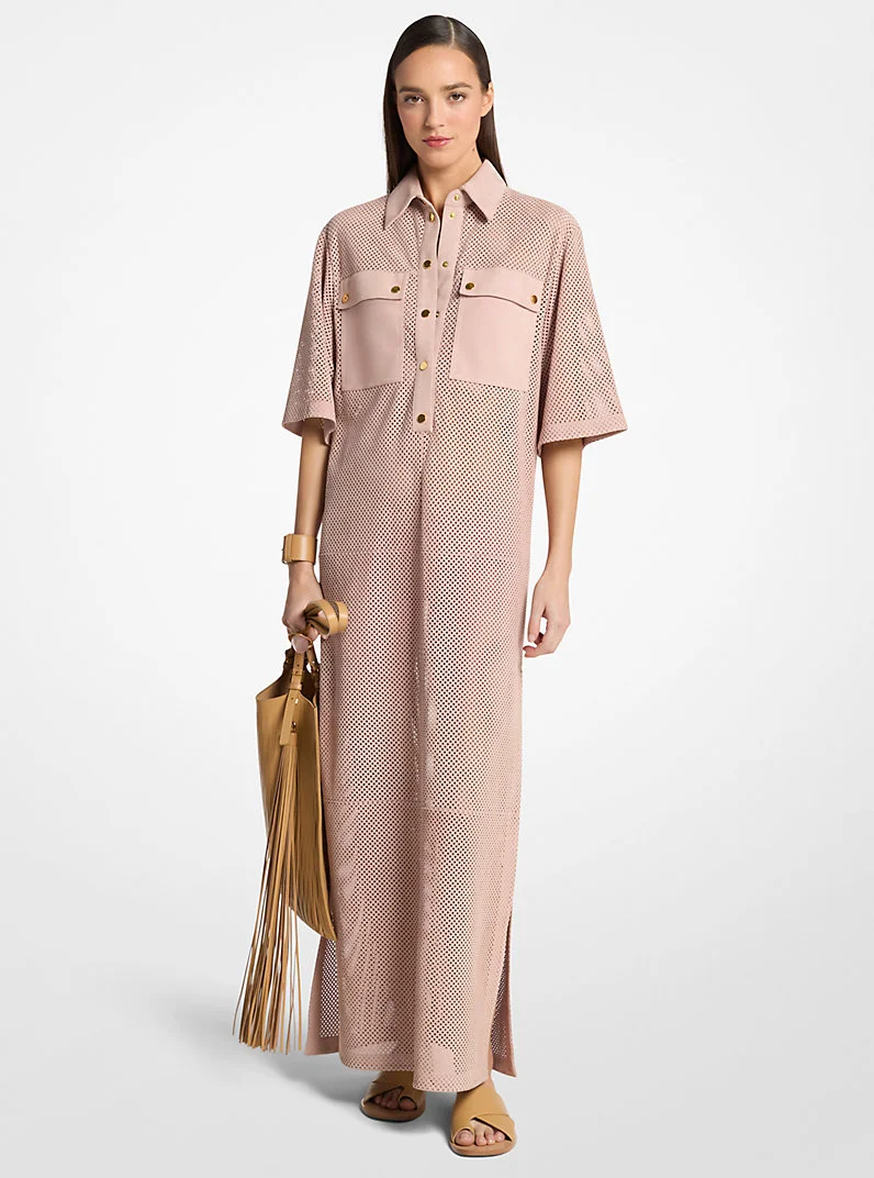 Perforated Suede Safari Dress - 1