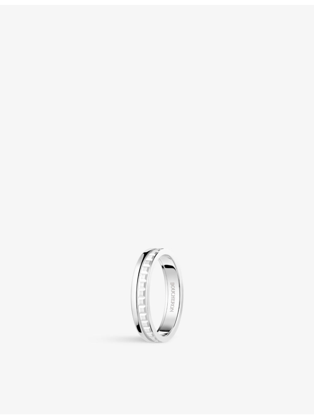Quatre Double White Edition 18ct white-gold and white hyceram wedding band - 2