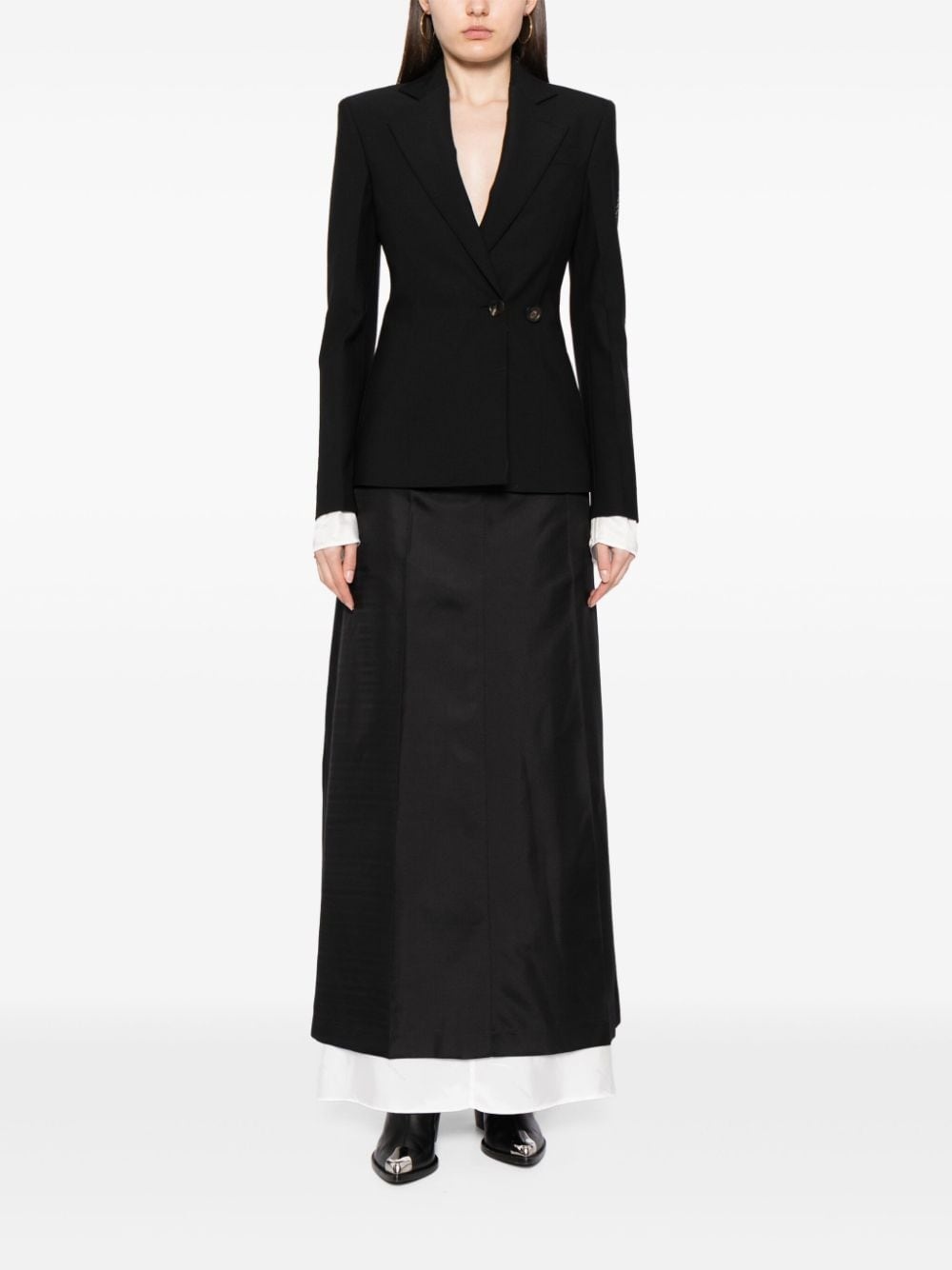 contrast-stitching notched-lapels blazer - 2