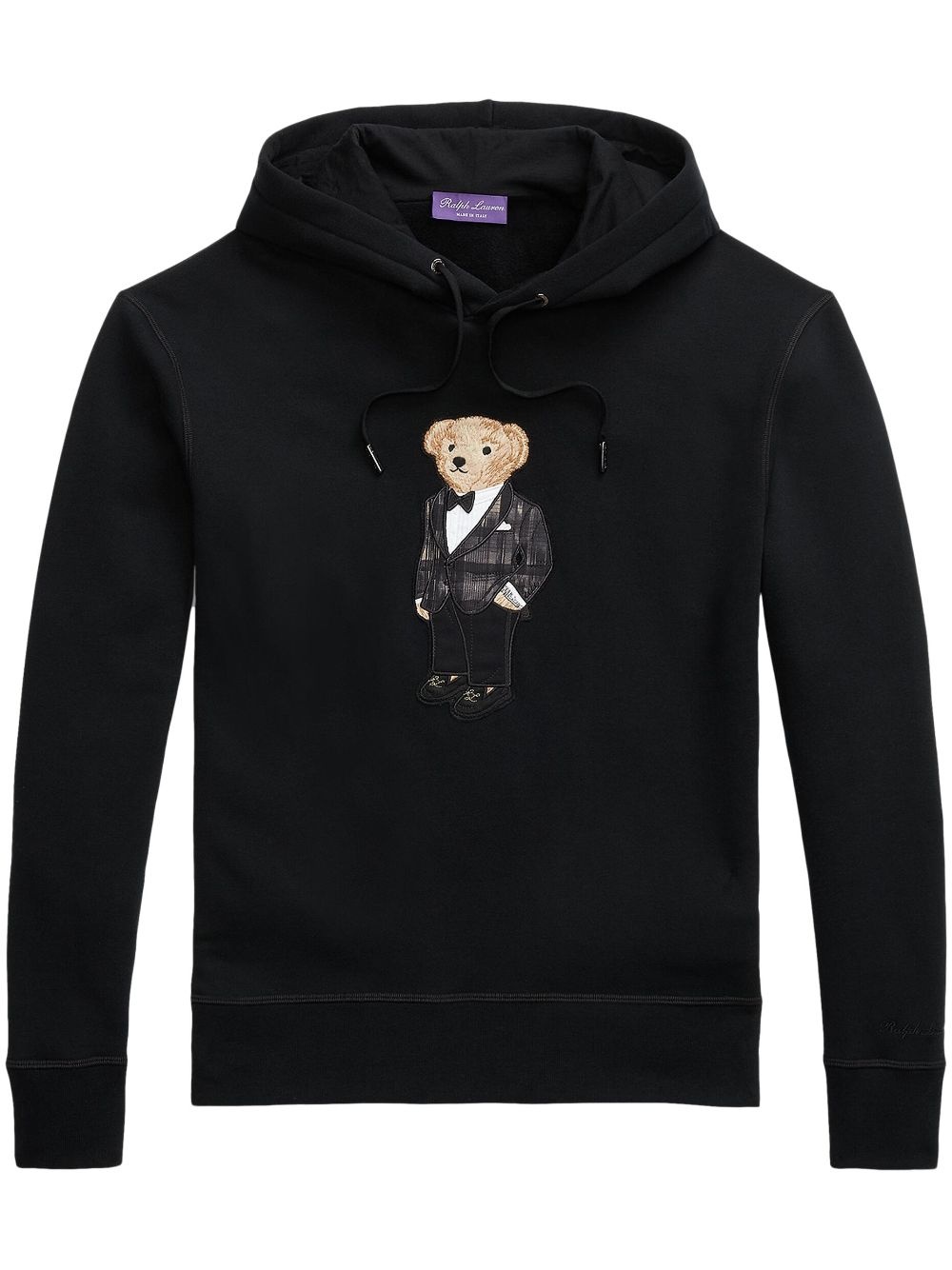 teddy-bear motif drawstring hoodie - 1