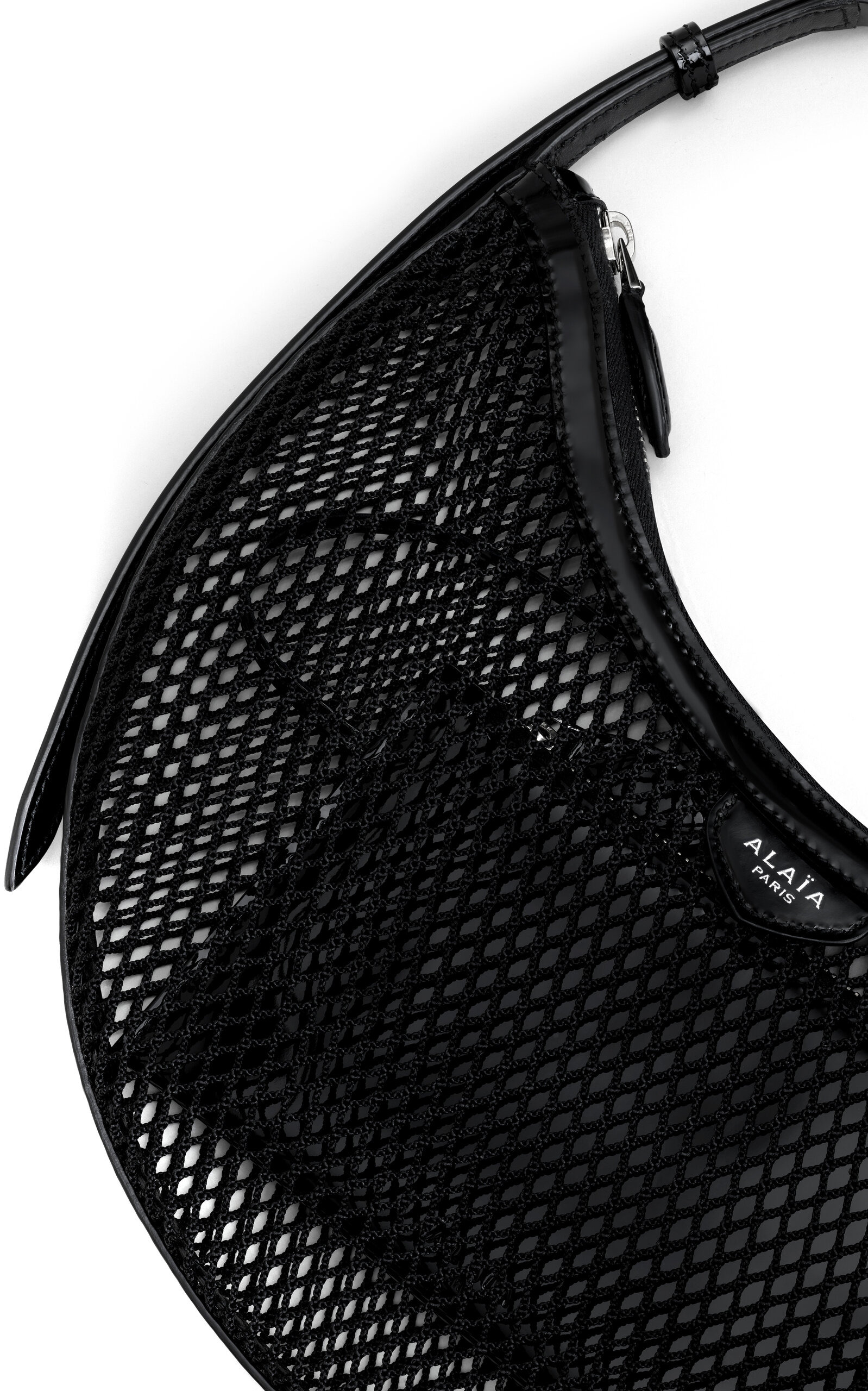 Alaïa One Piece Demi Leather-Trimmed Mesh Shoulder Bag black