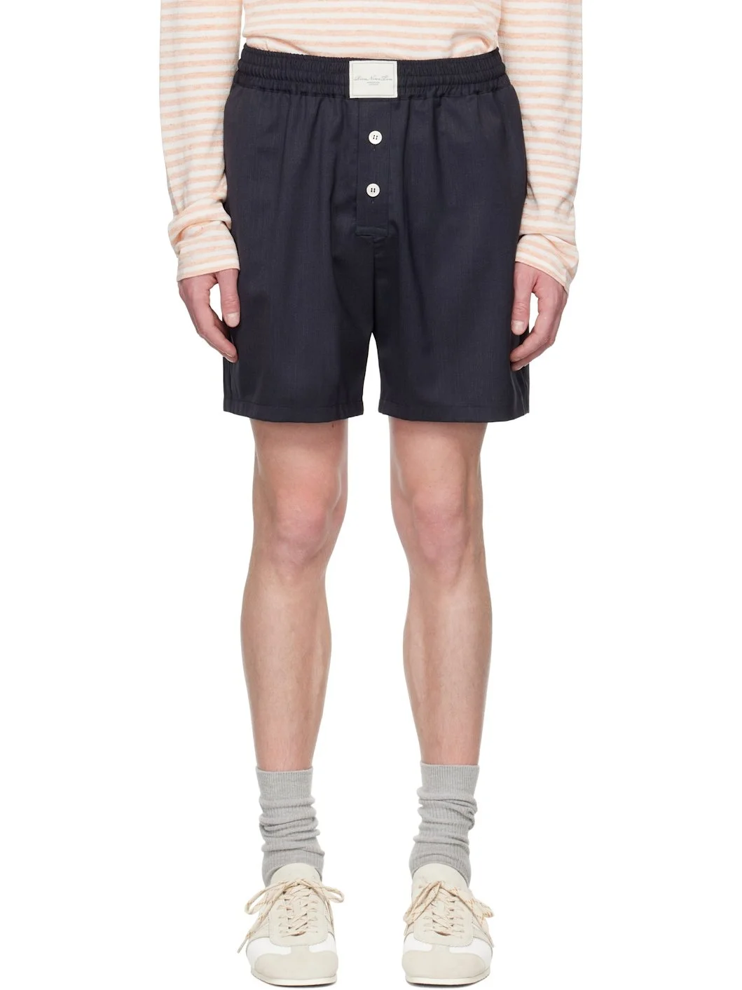 Gray Twill Pajama Shorts - 1