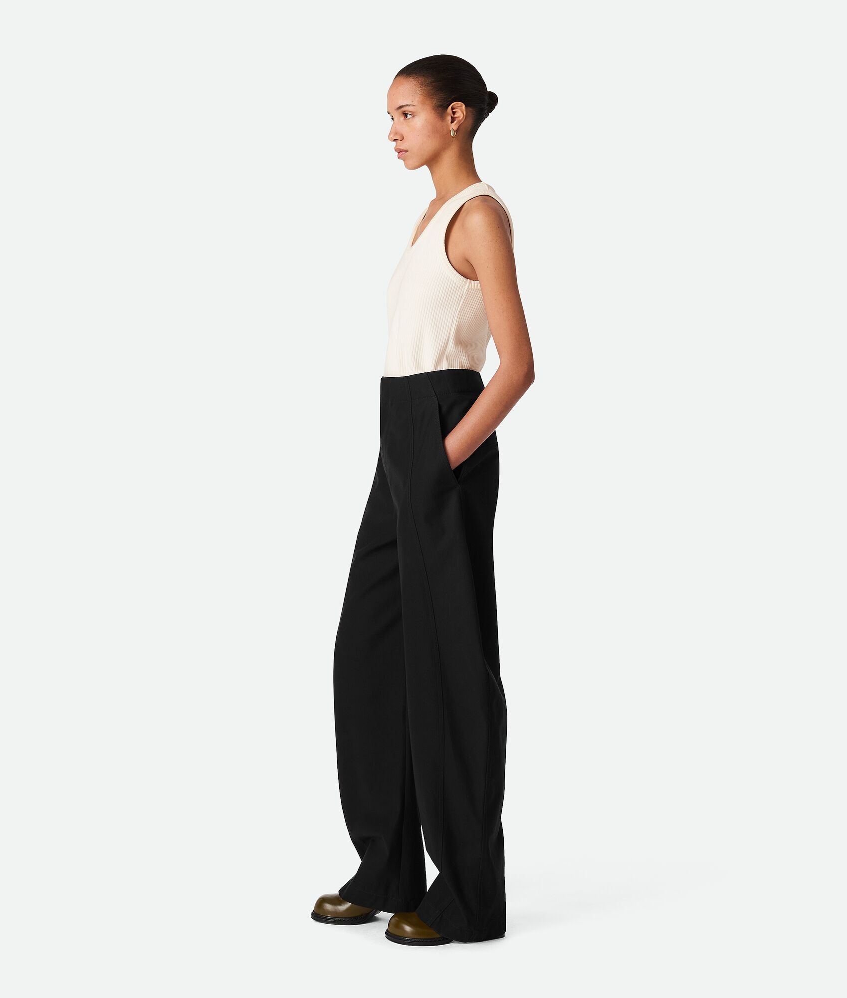 Cotton Twill Wide Leg Trousers - 2