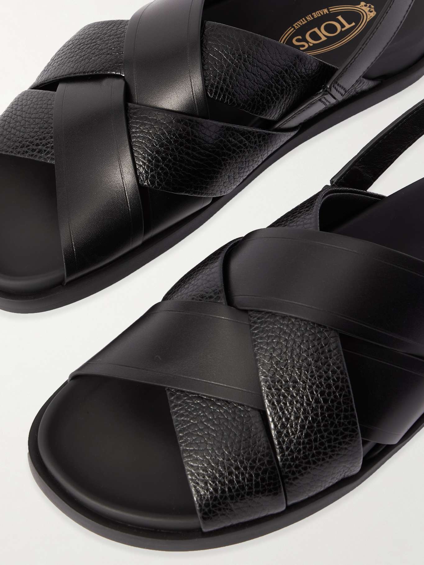 Textured and smooth leather sandals - 4