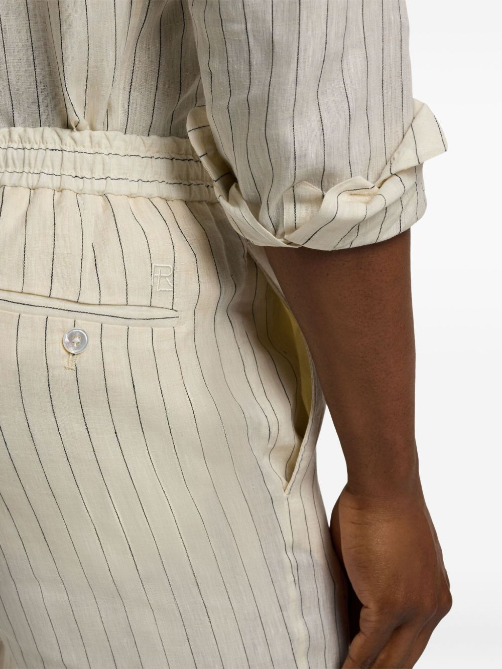pinstripe drawstring shorts - 6