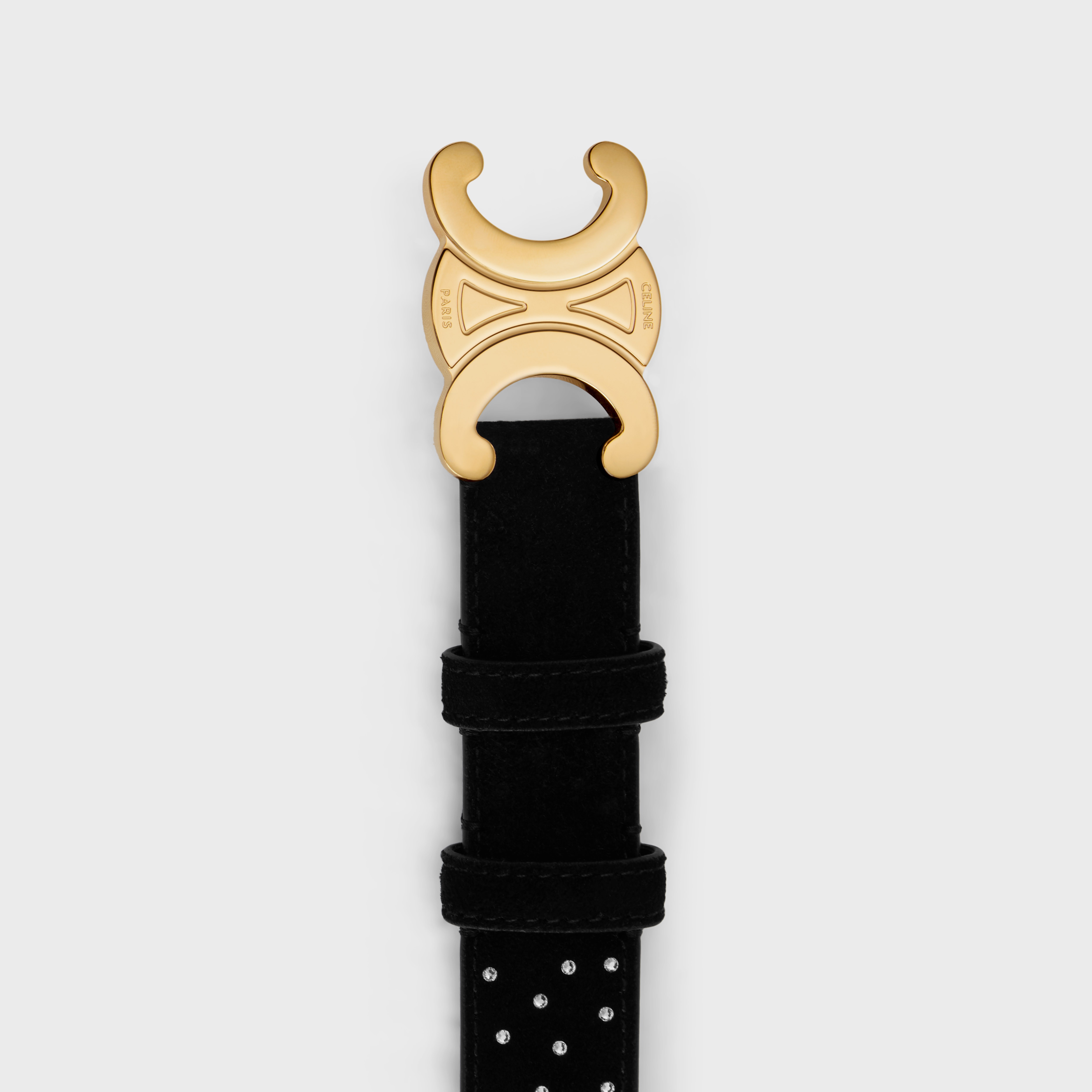 Medium Triomphe Belt in Suede Goatskin with strass - 2