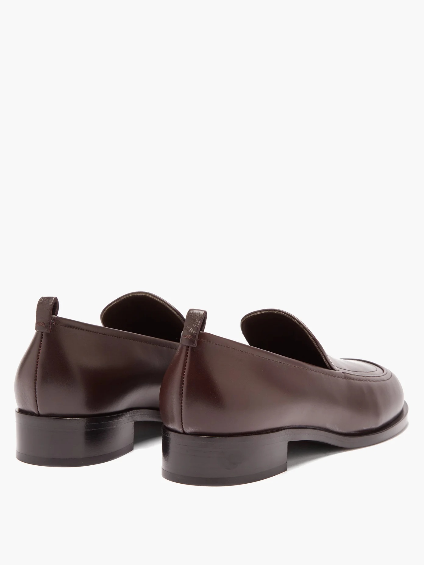 Topstitched leather loafers - 4