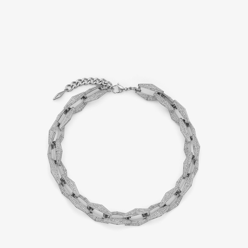 Diamond Chain Necklace
Silver-Finish Chain Necklace with Pave Crystals 1