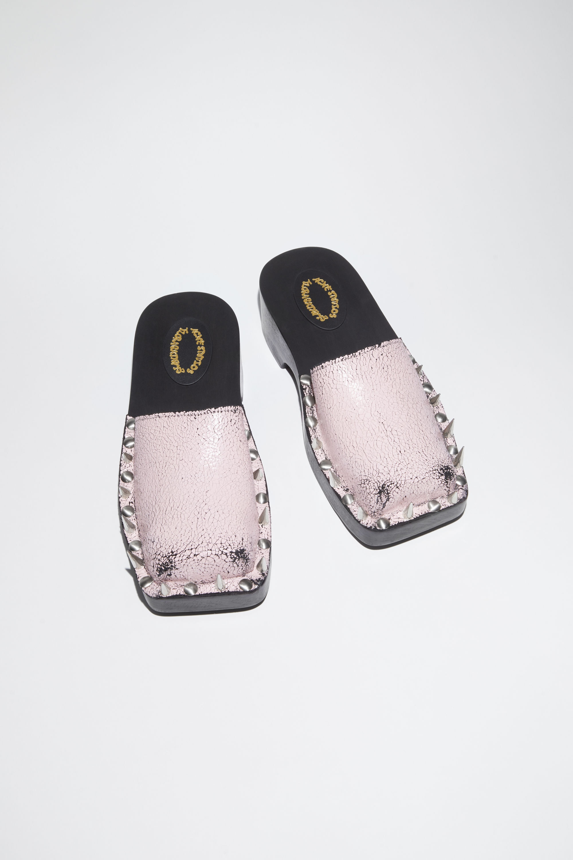 Acne Studios Suede spike clog sandal - Black/Pink | REVERSIBLE