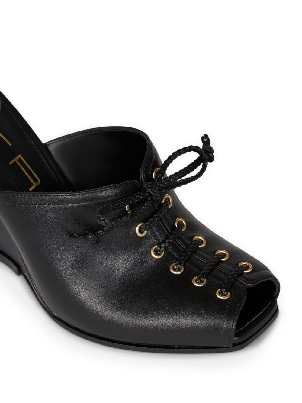 lace-up leather mules - 3