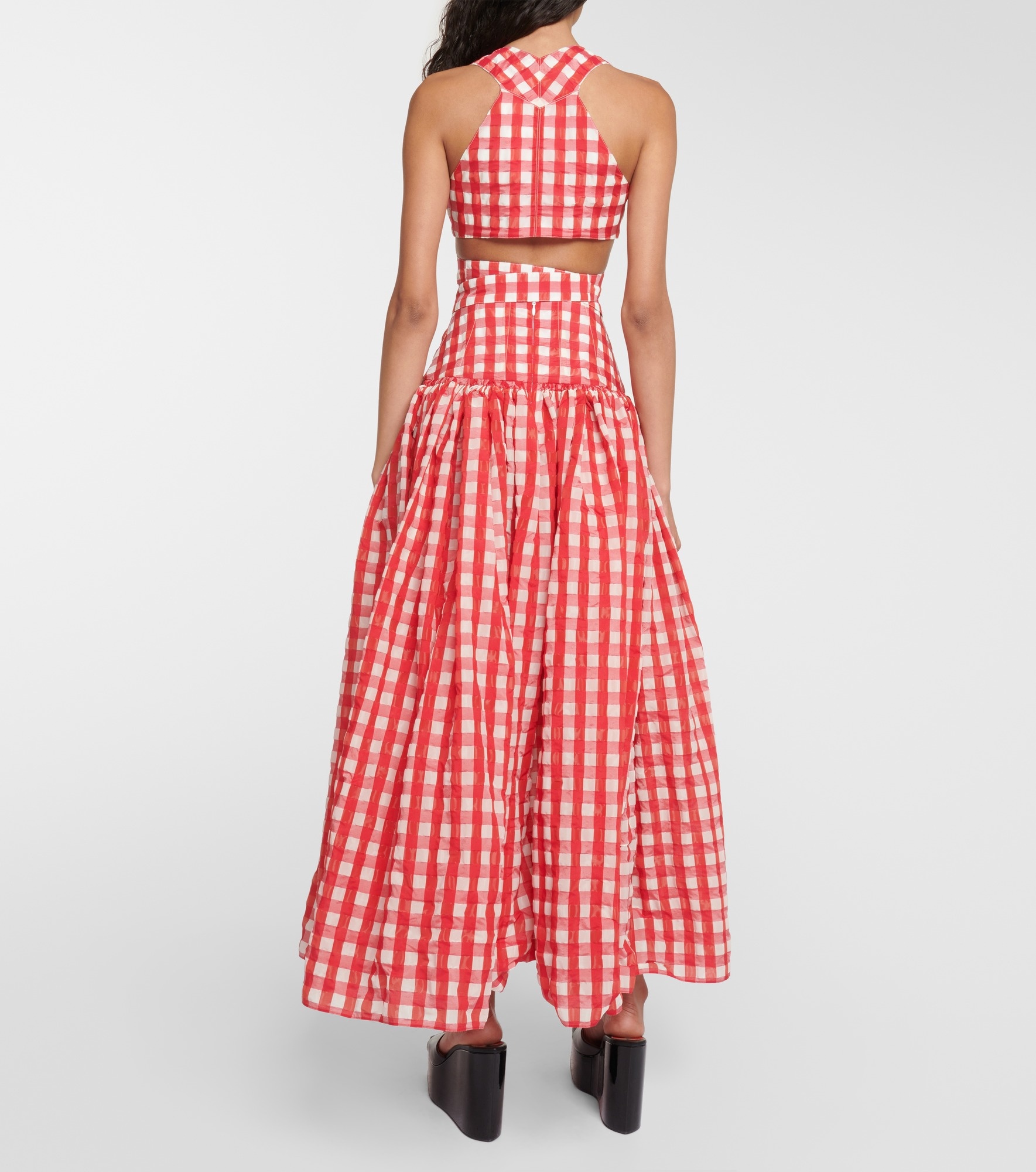 Vichy gingham cutout crop top - 3