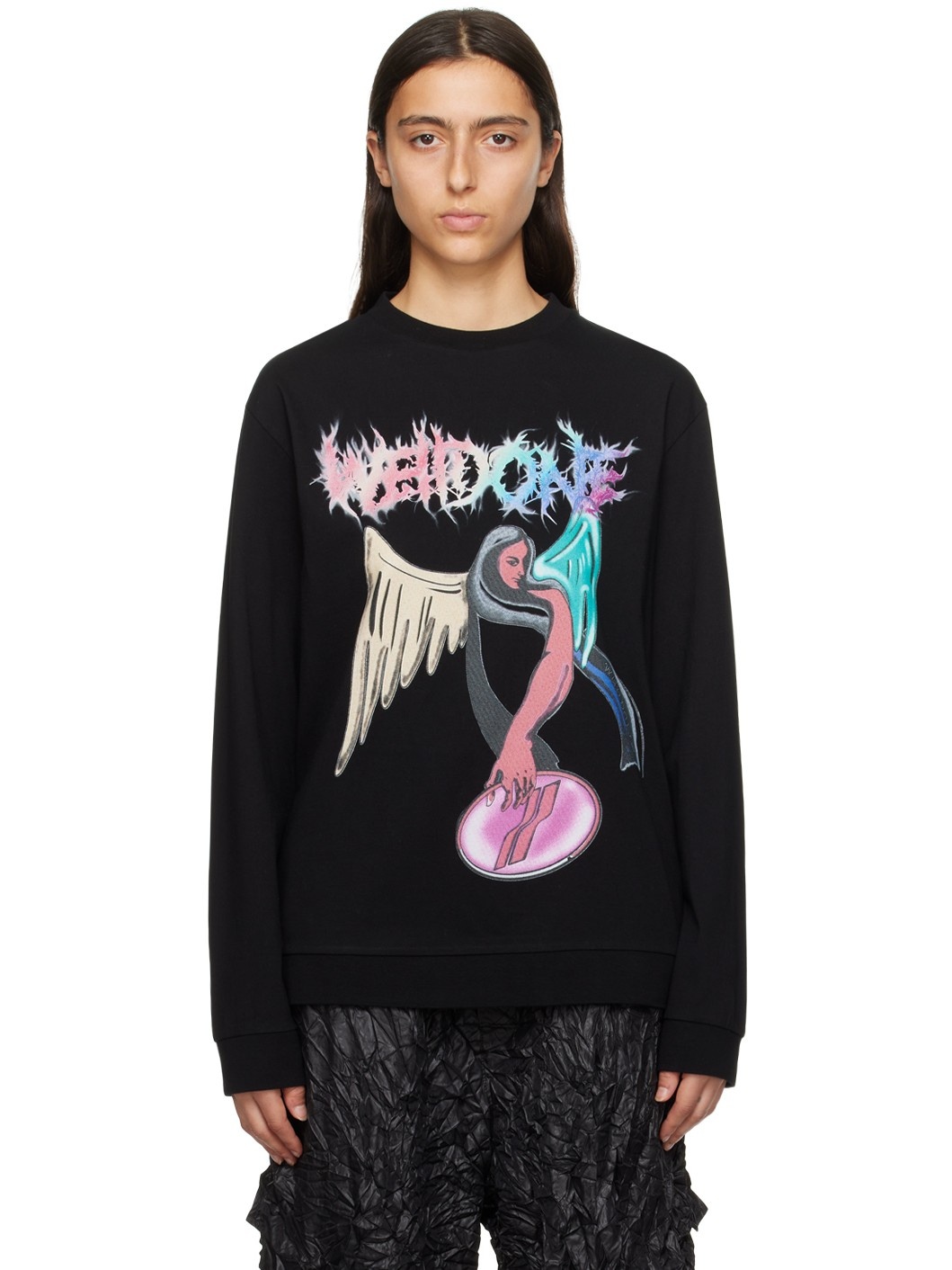 Black Printed Sweatshirt - 1