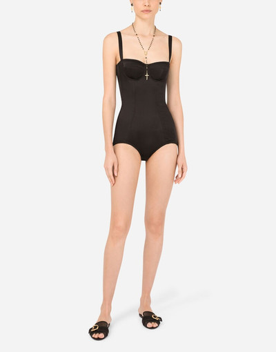 Dolce & Gabbana Silk balconette-bra bodysuit with lace details outlook