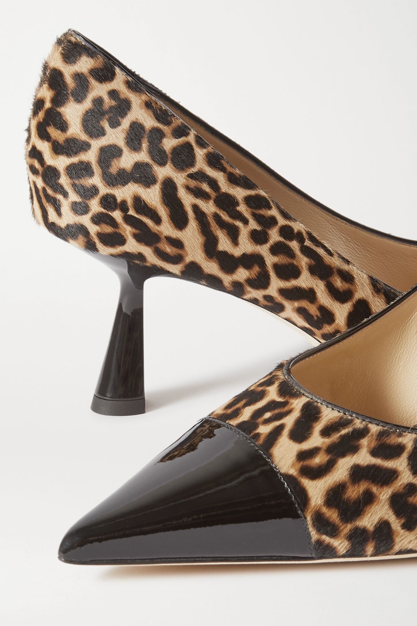 Rene 65 leopard-print goat hair and patent-leather pumps - 4