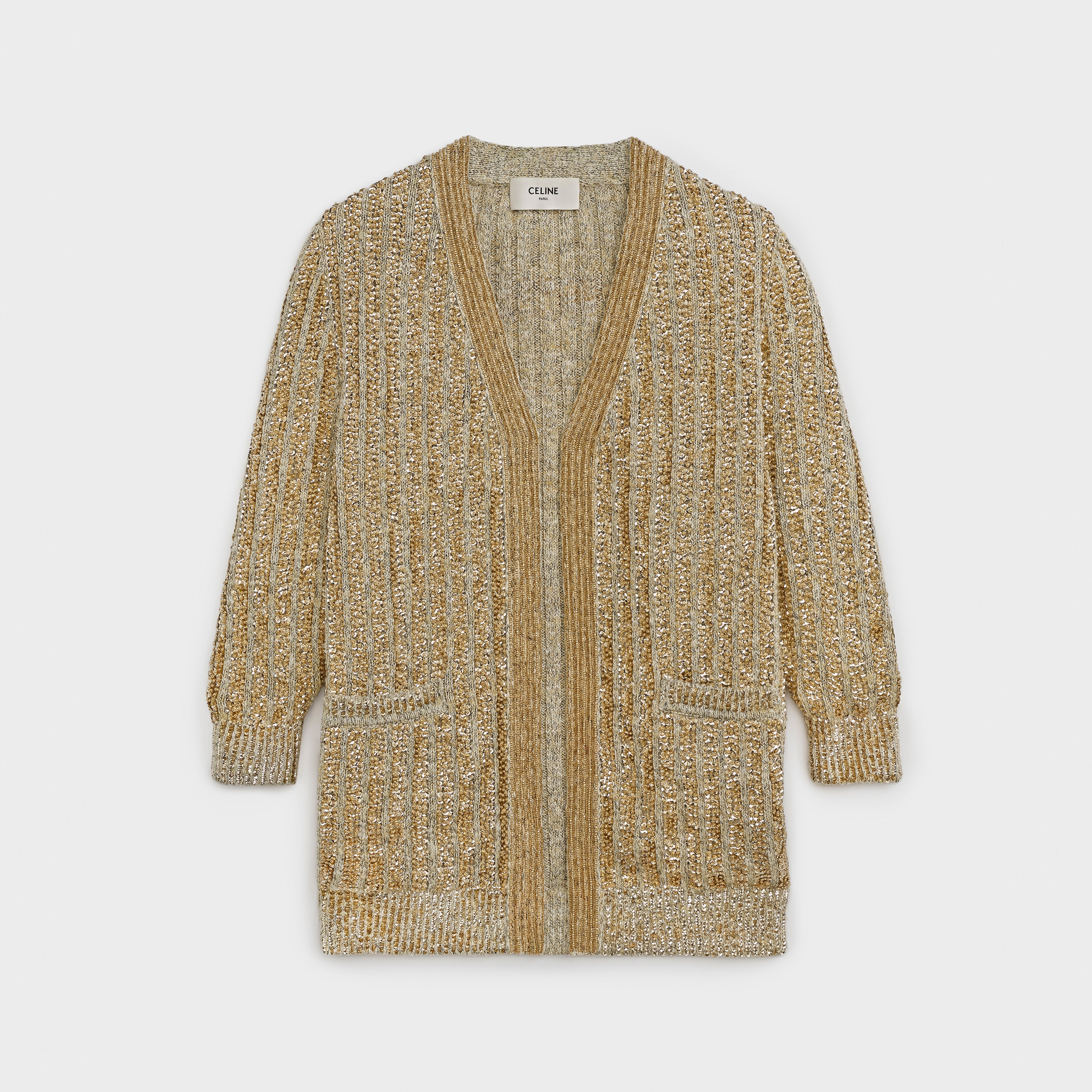 embroidered cardigan in linen and silk - 1