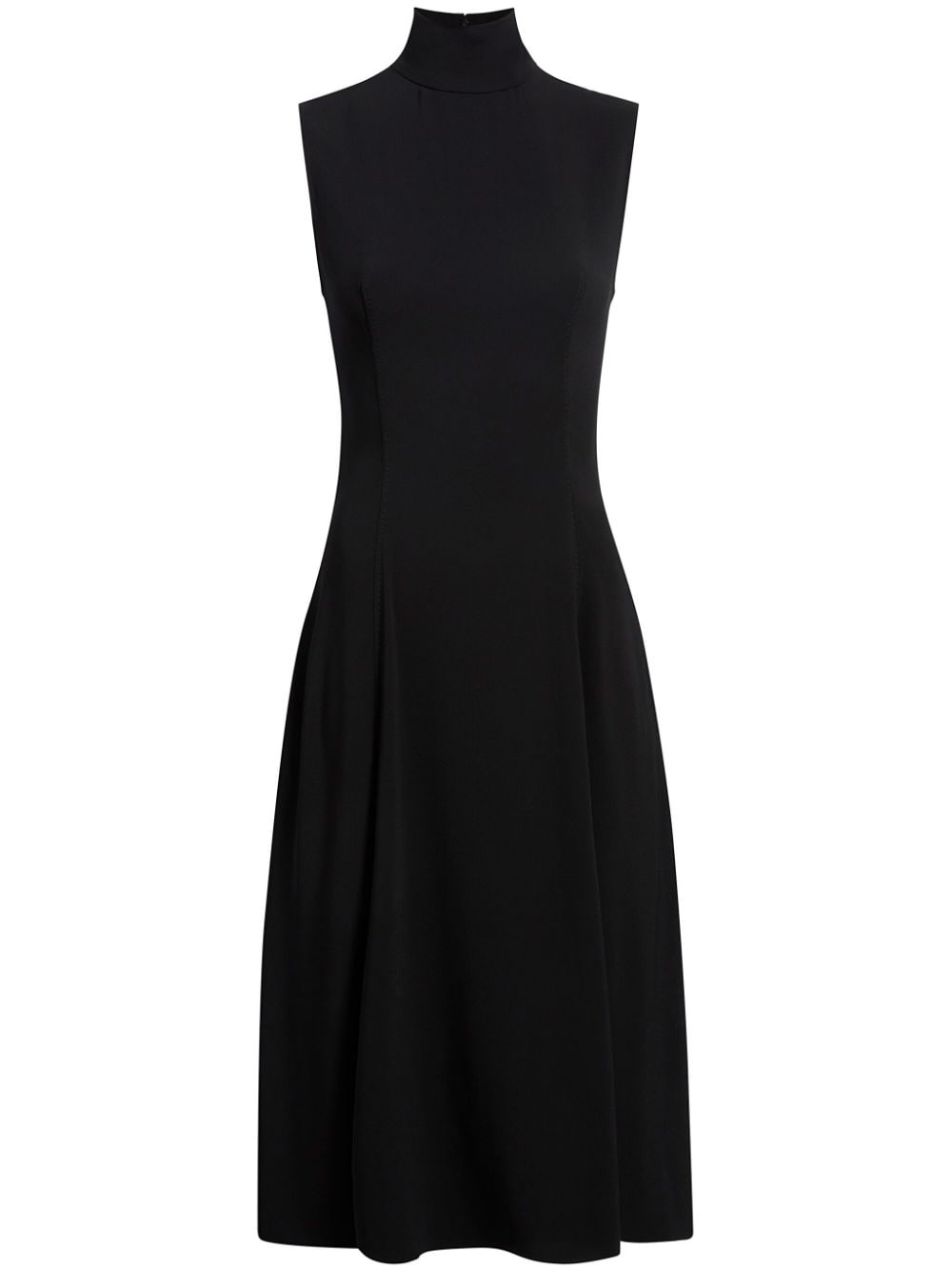 roll-neck flared midi dress - 1